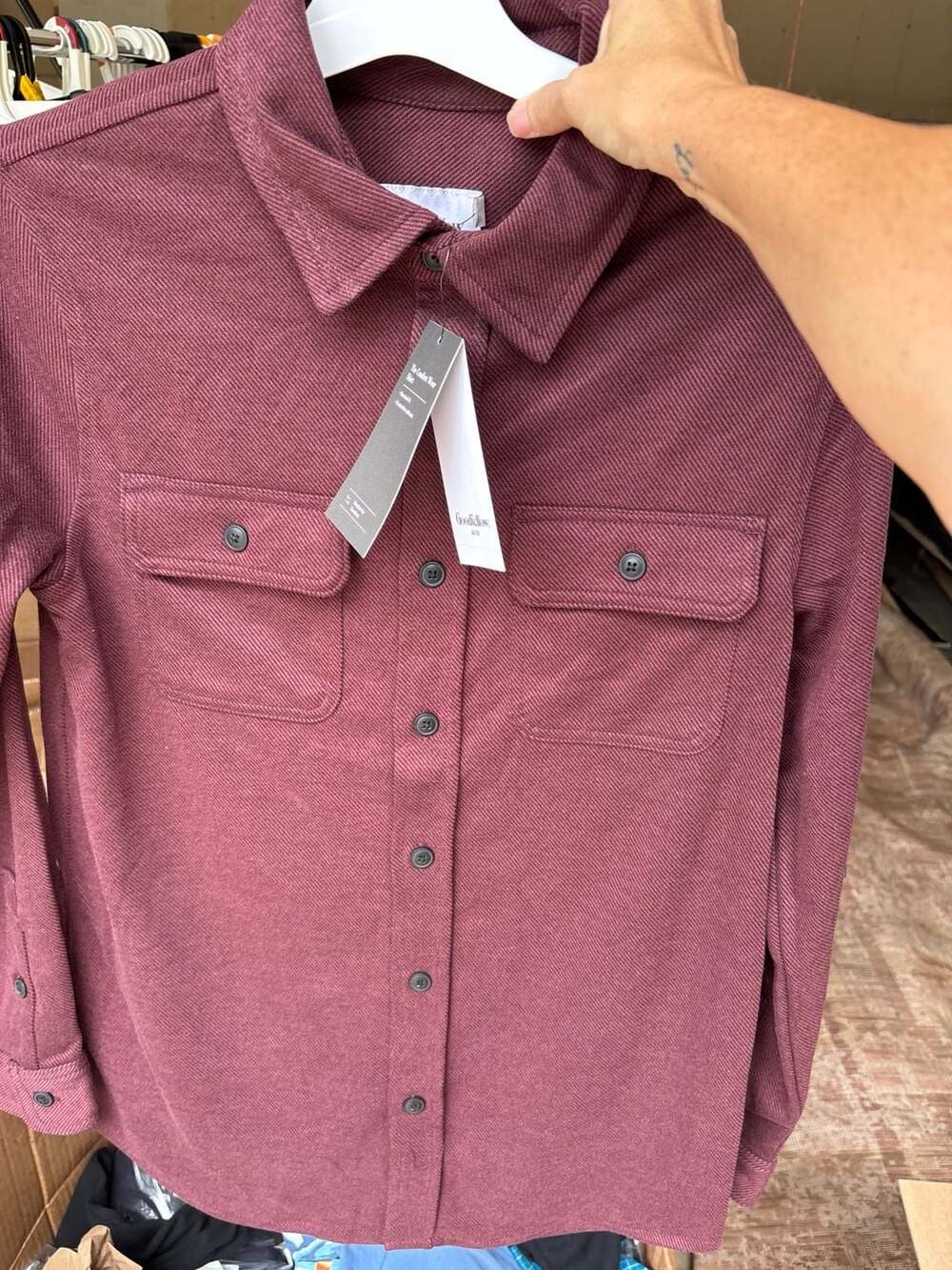 Goodfellow & Co Comfort Wear Shirt Jacket Size S Burgundy